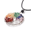 Natural Mixed Gemstone Chips Braided Tree of Life Pendant Necklaces NJEW-JN03886-02-4