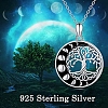 Rhodium Plated 925 Sterling Silver Tree of Life Pendant Necklaces PW-WGD3068-01-4