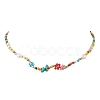 Flower Glass Seed & Pearl Beaded Necklaces NJEW-JN04677-02-1