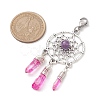 Alloy Woven Net/Web with Natural Amethyst Pendants Decorations HJEW-TA00194-04-3