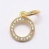 CZ Brass Micro Pave Cubic Zirconia Circle Charms ZIRC-L018-11-2