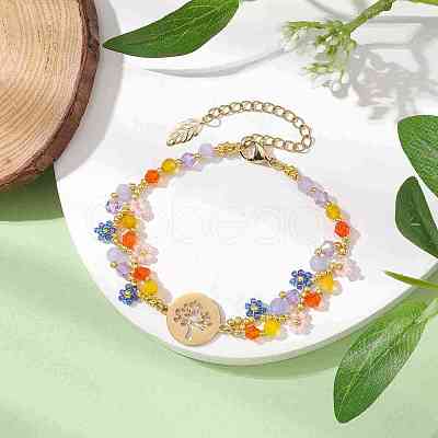 Colorful Flower Glass Seed Beads Bracelets for Women BJEW-MZ00068-1