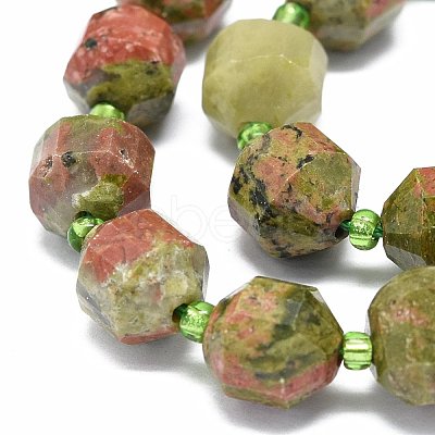 Natural Unakite Beads Strands G-O201B-89-1