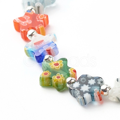 Handmade Millefiori Lampwork Beads Stretch Bracelet for Teen Girl Women BJEW-JB06847-02-1