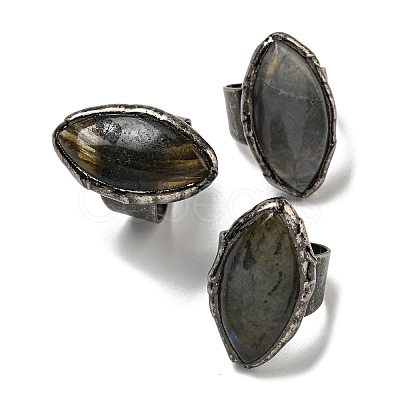 Natural Labradorite Adjustable Rings RJEW-K269-04AS-1