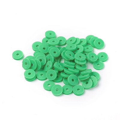 Flat Round Handmade Polymer Clay Beads CLAY-R067-6.0mm-08-1