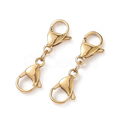 304 Stainless Steel Double Lobster Claw Clasps STAS-E163-57G-E-1