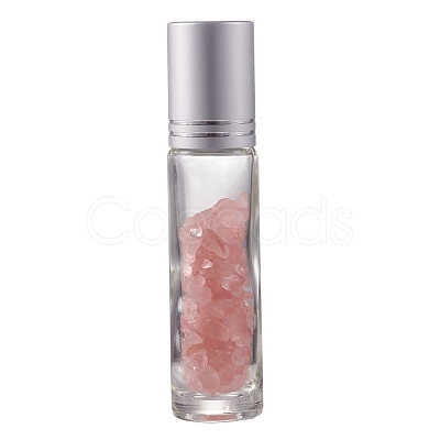 Natural Rose Quartz Chip Bead Roller Ball Bottles AJEW-H101-01G-1