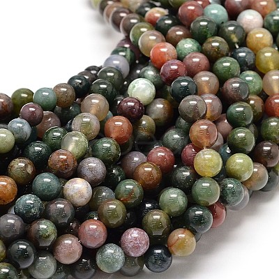 Natural Indian Agate Round Bead Strands X-G-P075-40-8mm-1