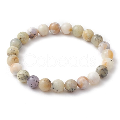 Natural Opal Round Beaded Stretch Bracelets BJEW-TA00474-1