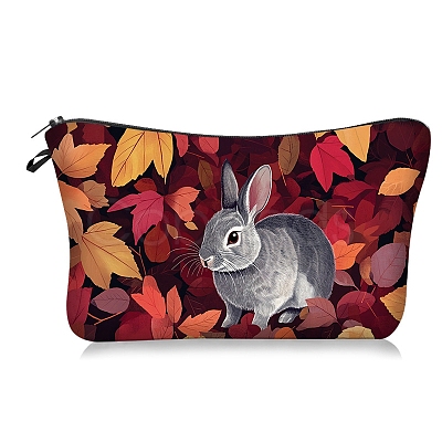 Rabbit Print Polyester Cosmetic Zipper Pouches PW-WGE068E-01-1