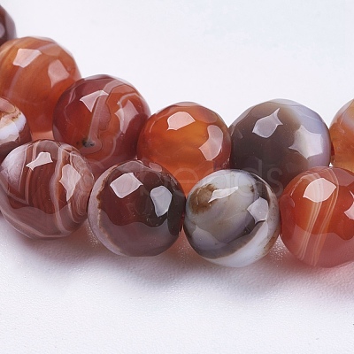 Natural Striped Agate/Banded Agate Beads Strands G-P364-24-6mm-1