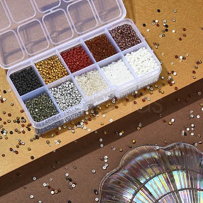 8500Pcs 10 Style Glass Seed Beads SEED-YW0001-80D-1