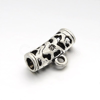 Tibetan Style Alloy Hollow Tube Bail Beads Tube Bails X-TIBEB-O004-46-1