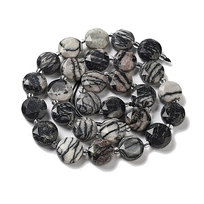 Natural Black Silk Stone/Netstone Beads Strands G-NH0004-037-1