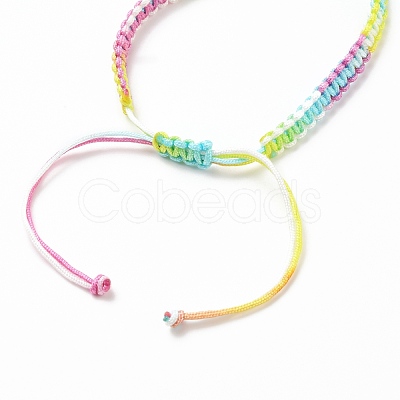 Adjustable Segment Dyed Polyester Thread Braided Beaded Bracelet Making AJEW-JB00790-03-1