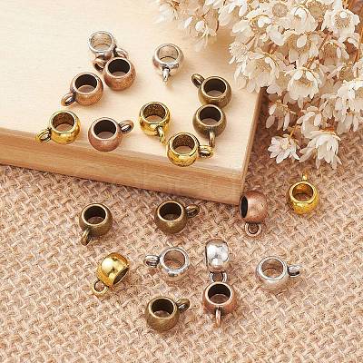 20Pcs 4 Colors Tibetan Style Alloy Rondelle Tube Bails FIND-YW0004-10-1