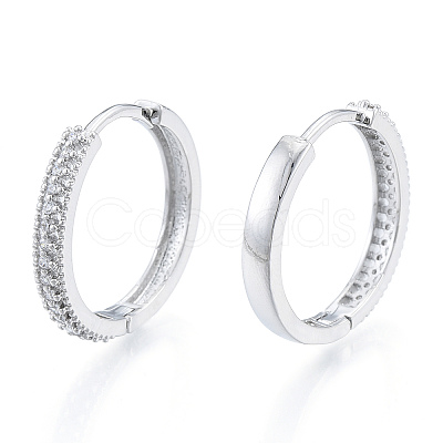 Clear Cubic Zirconia Hinged Hoop Earrings EJEW-N011-112P-1