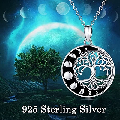 Rhodium Plated 925 Sterling Silver Tree of Life Pendant Necklaces PW-WGD3068-01-1