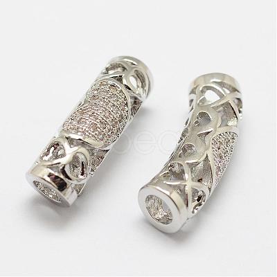 Brass Micro Pave Cubic Zirconia Tube Beads ZIRC-F038-17P-FF-1