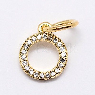 CZ Brass Micro Pave Cubic Zirconia Circle Charms ZIRC-L018-11-1