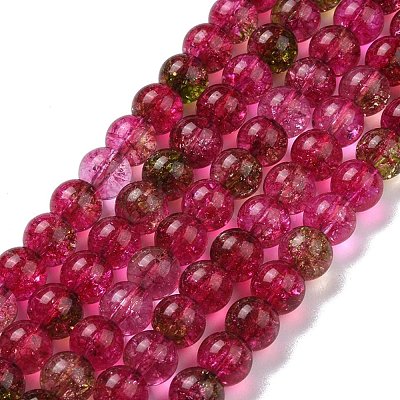 Crackle Glass Round Bead Strands CCG-C001-01B-02-1