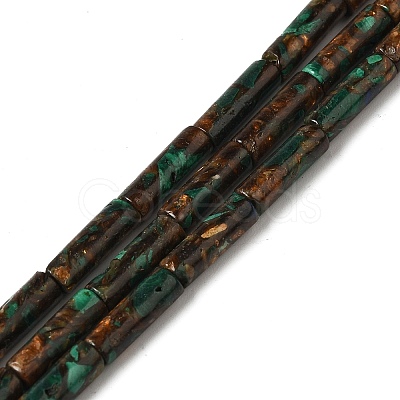 Assembled Synthetic Malachite & Natural Bronzite Beads Strands G-Q181-A01-01-1