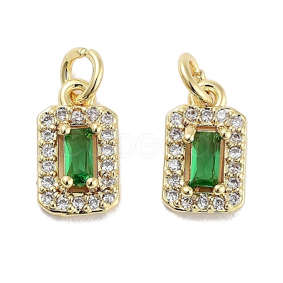 Brass Micro Pave Cubic Zirconia Charms KK-C051-11G-01-1