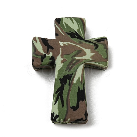 Cross with Flower Silicone Focal Beads SIL-G006-02E-1