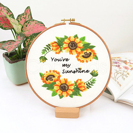 Flower Pattern DIY Embroidery Kit DIY-P077-120-1