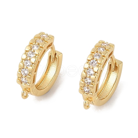 Brass with Cubic Zirconia Hoop Earrings Finding KK-Q822-02G-1