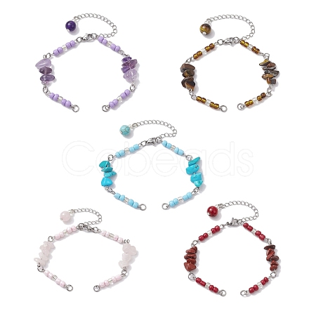 Mixed Gemstone Chips & Handmade Seed Beads Bracelet Making AJEW-MZ00001-1