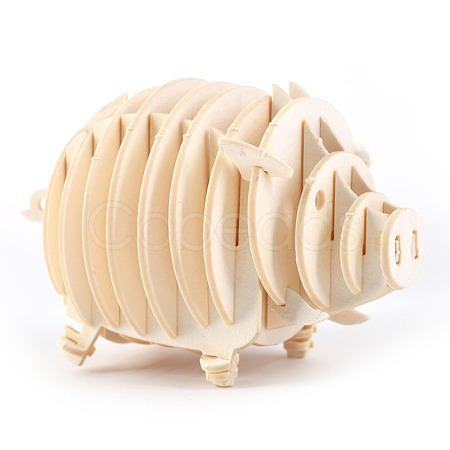 Pig DIY Wooden Assembly Animal Toys Kits for Boys and Girls WOCR-PW0007-05-1
