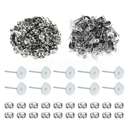 100Pcs 304 Stainless Steel Stud Earring Findings STAS-YW0001-43D-1