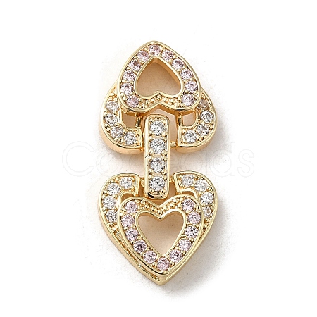 Brass Micro Pave Cubic Zirconia Fold Over Clasps KK-H455-53G-01-1