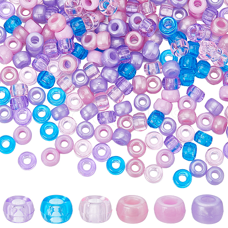 SUNNYCLUE 600Pcs 6 Colors Opaque & Transparent Plastic Beads KY-SC0001-92-1