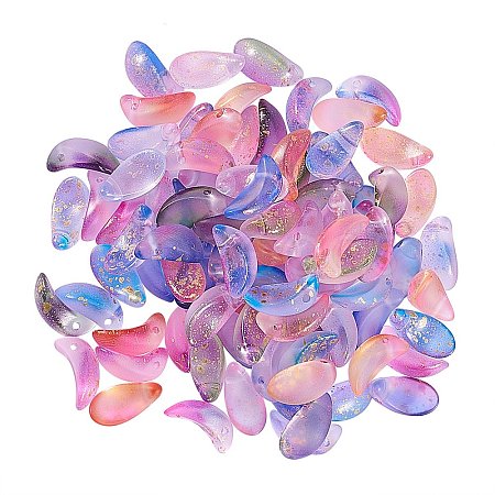 100Pcs 5 Colors Handmade Foil Glass Charms FOIL-CJ0001-09-1
