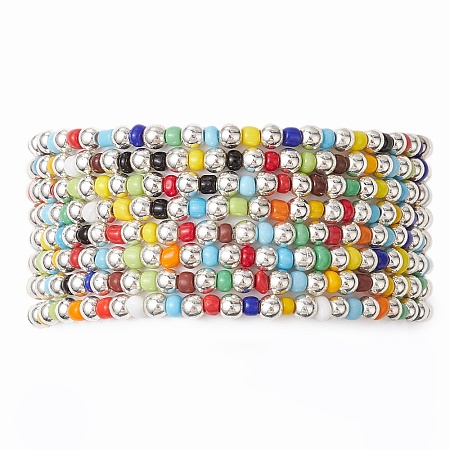 Glass Beads Beaded Stretch Bracelets BJEW-JB10957-1