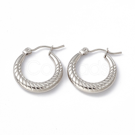 201 Stainless Steel Hoop Earrings with 304 Stainless Steel Pins for Women EJEW-B016-11P-1