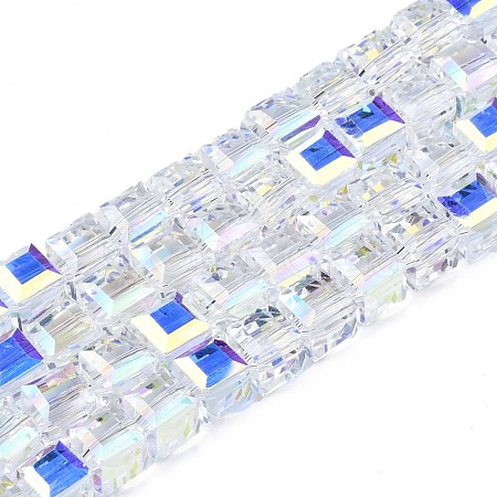 Electroplate Transparent Glass Beads Strands EGLA-N002-17C-B01-1