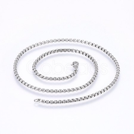 Non-Tarnish 304 Stainless Steel Box Chain Necklaces NJEW-F227-09P-06-1