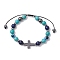 Synthetic Turquoise Braided Bead Bracelets for Women Men, with Evil Eye Beads, Cross, Inner Diameter: 1-7/8~3-3/8 inch(4.7~8.5cm)