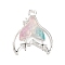 Rack Plating Alloy Resin Pendants, Fishtail, Colorful, 18x15x4mm, Hole: 1.8mm