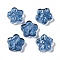 Baking Paint Glass Beads, Flower, Medium Blue, 12.5x13x4.5mm, Hole: 1.2mm