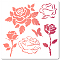 PET Plastic Drawing Painting Stencils Templates, Square, White, Rose Pattern, 30x30cm