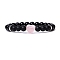 Natural Rose Quartz & Glass Heart Beaded Stretch Bracelet, 7-5/8 inch(19.5cm)