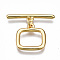 Brass Toggle Clasps, Nickel Free, Rectangle, Real 18K Gold Plated, 20mm long, Bar: 22x4.5x2mm, hole: 1.4mm, Jump Ring: 5x1mm, Inner Diameter: 3mm, Rectangle: 14x14x2mm, Hole: 1.2mm