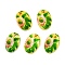 Natural Freshwater Shell Double Face Printed Oval Charms, Flower, 14.5x10x2.3mm, Hole: 1.6mm