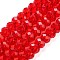 Handmade Glass Beads, Faceted Rondelle, Red, 12x8mm, Hole: 1mm, about 72pcs/strand