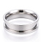 201 Stainless Steel Grooved Finger Ring Settings, Ring Core Blank, for Inlay Ring Jewelry Making, Stainless Steel Color, Inner Diameter: 17mm